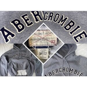 VTG Y2K Abercrombie Fitch Hoodie Mens Large Spellout Heavy Sweatshirt Fleece 90s